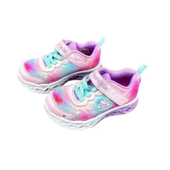 Skechers Kids Flutter Heart Lights - Groovy‎ Swirl Girl Sneakers Size 9 - Picture 1 of 8